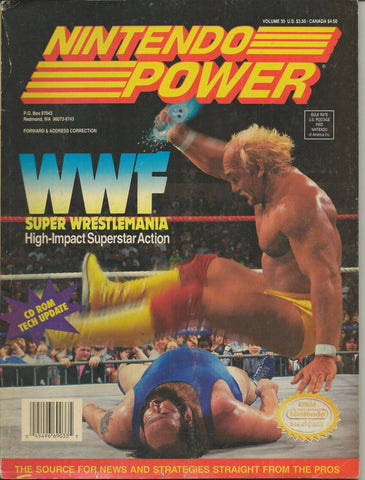 1992 Nintendo Power Magazine #35 WWF Hulk Hogan + Street Fighter II Poster