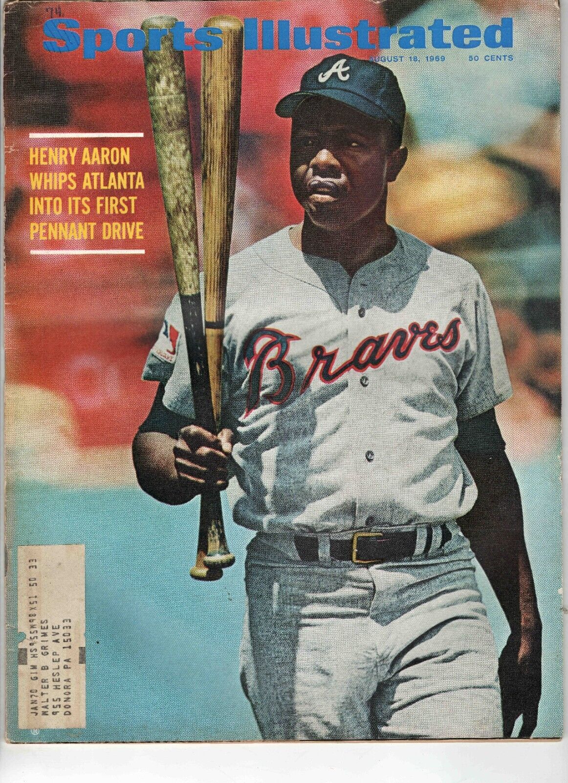 Aug 18 1969 Sports Illustrated Magazine Hank Aaron Braves