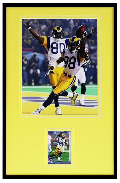 Isaac Bruce Signed Framed 11x17 Photo Display Rams w/ Torry Holt