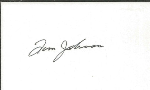 Tom Johnson Signed 3x5 Index Card Canadiens