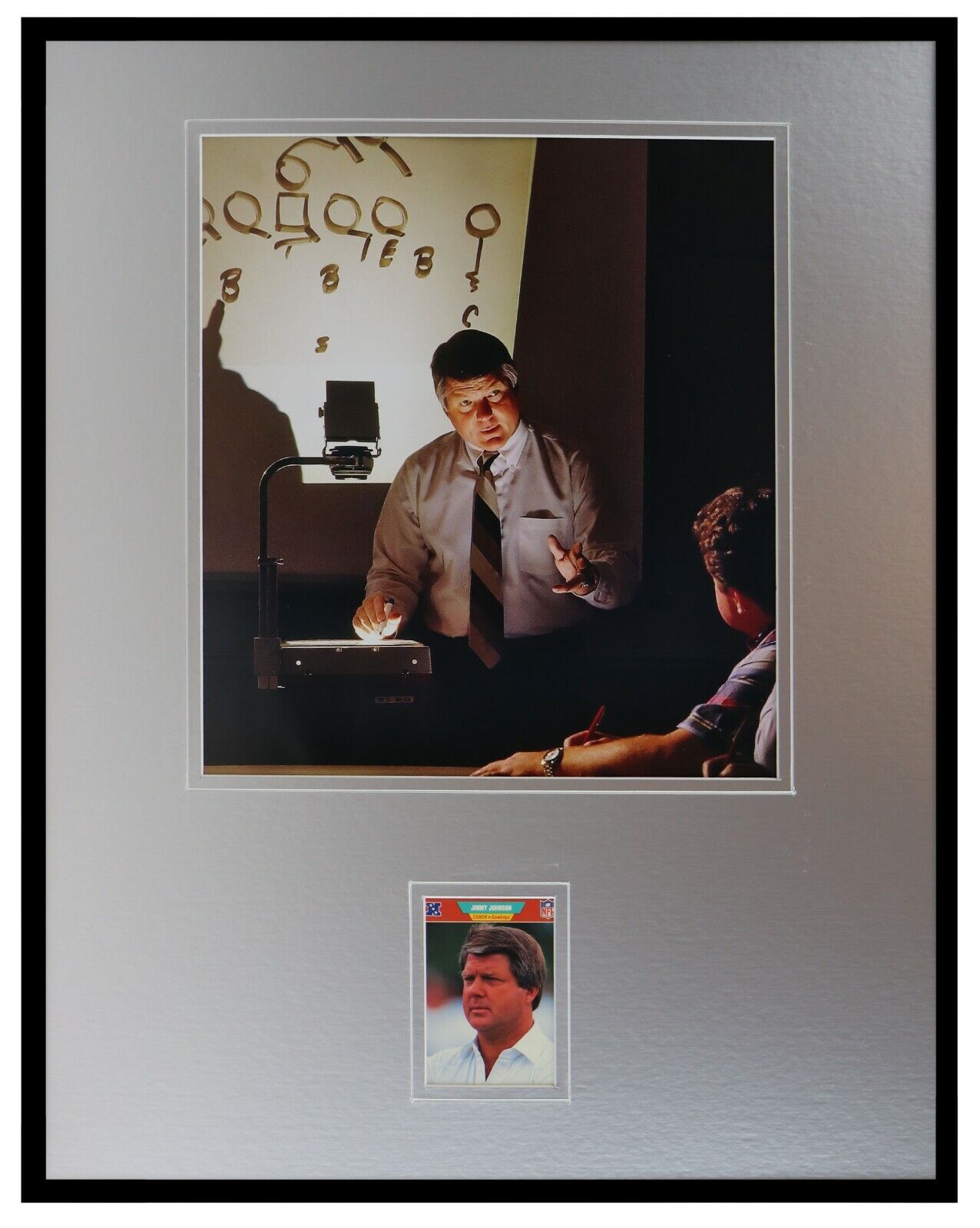 Jimmy Johnson Framed 16x20 Photo & 1989 Pro Set Rookie Card Display Cowboys