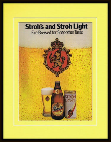 1984 Stroh's Beer Framed 11x14 ORIGINAL Vintage Advertisement