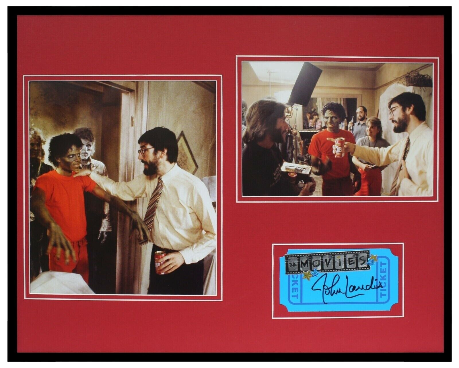 John Landis Signed Framed 16x20 Photo Set Thriller w/ Michael Jackson