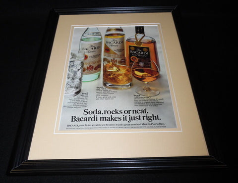 1984 Bacardi Rum Framed 11x14 ORIGINAL Vintage Advertisement