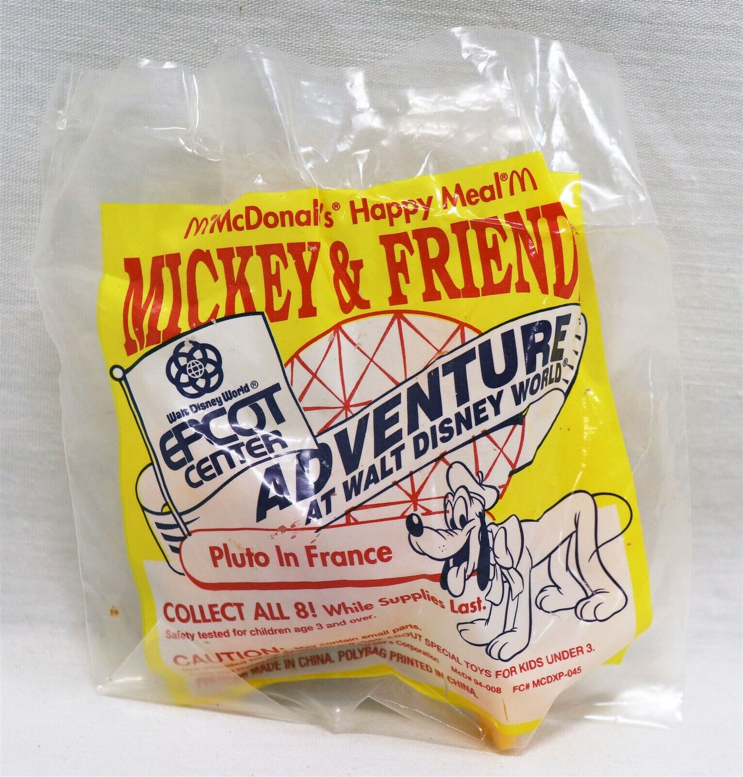 VINTAGE SEALED 1993 McDonald's Mickey & Friends Epcot Pluto in France