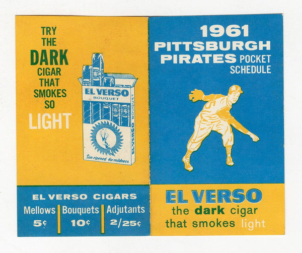 VINTAGE 1961 El Verso Pittsburgh Pirates Pocket Schedule