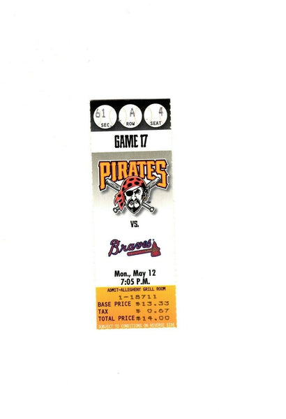 May 12 1997 Atlanta Braves @ Pittsburgh Pirates Ticket Greg Maddux Win 169 