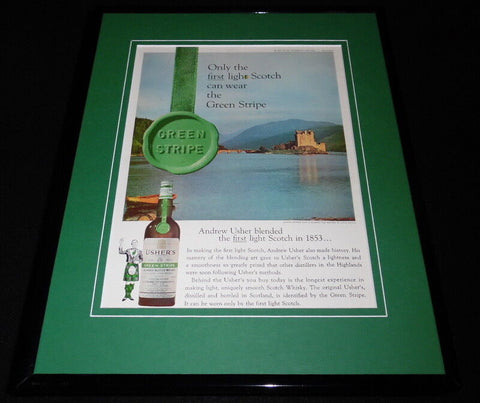 1968 Usher's Green Stripe Scotch Whisky 11x14 Framed ORIGINAL Advertisement B