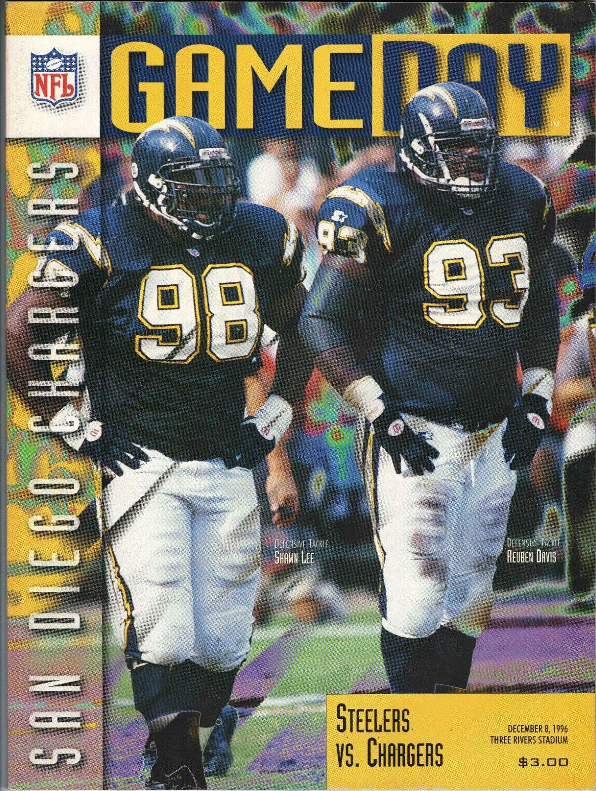 Dec 8 1996 San Diego vs Pittsburgh Steelers Program Jerome Bettis 105 Yds