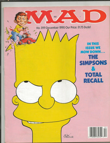 ORIGINAL Vintage December 1990 Mad Magazine #299 Bart Simpson Total Recall