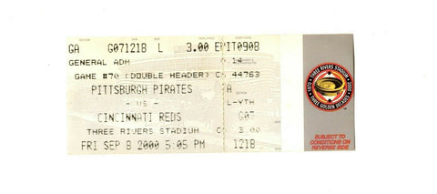 Sep 8 2000 Cincinnati Reds @ Pittsburgh Pirates Ticket Doubleheader Sweep