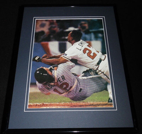 Lonnie Smith Runs Over Brian Harper 1992 WS Braves Framed 11x14 Photo Display 