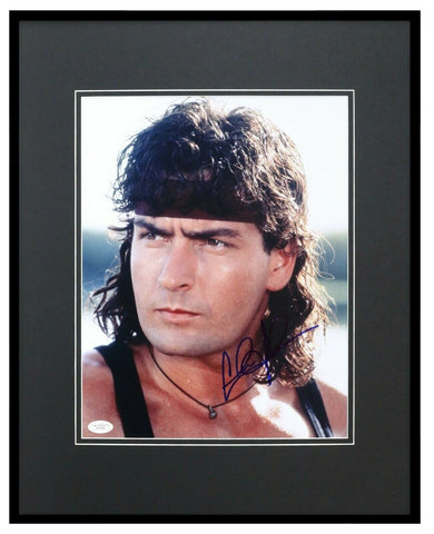 Charlie Sheen Signed Framed 16x20 Photo Display JSA Hot Shots