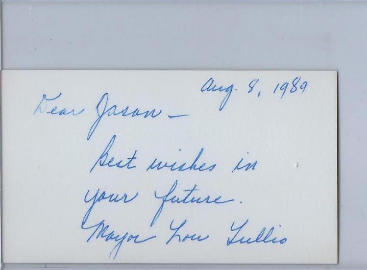 Louis Tullio Mayor of Erie Pennsylvania Signed 1989 Business Card