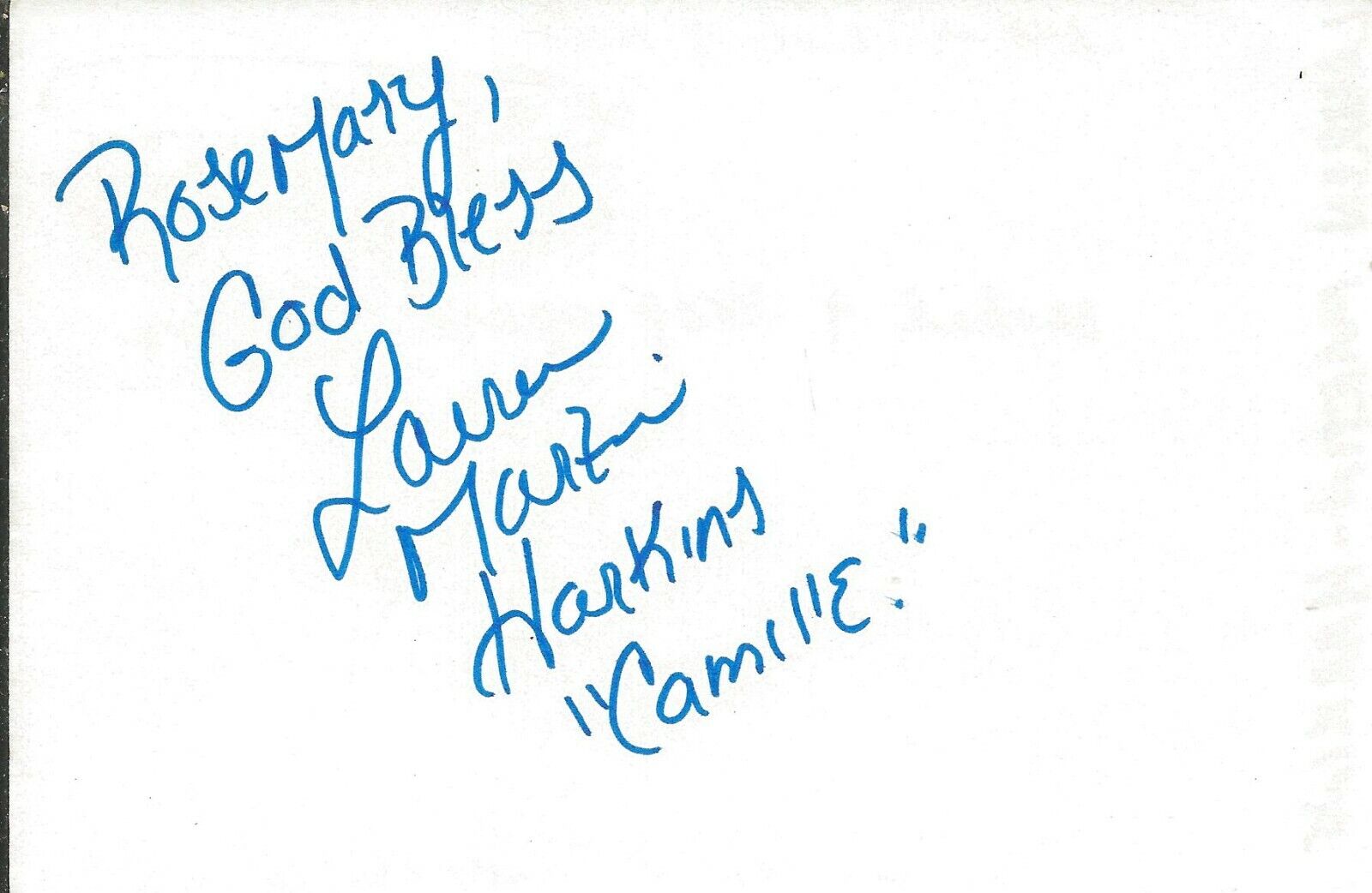 Lauren Martin Harkins Signed 4x6 Index Card As the World Turns