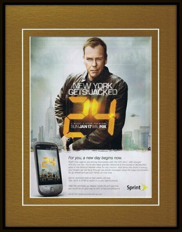 Fox 24 / Sprint 2010 Framed 11x14 ORIGINAL Advertisement Kiefer Sutherland