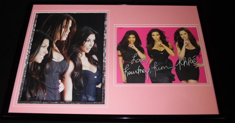 Kourtney Khloe & Kim Kardashian Facsimile Signed Framed 12x18 Photo Display