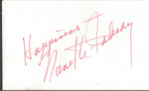 Nanette Fabray Signed 3x5 Index Card Happiness Inscription