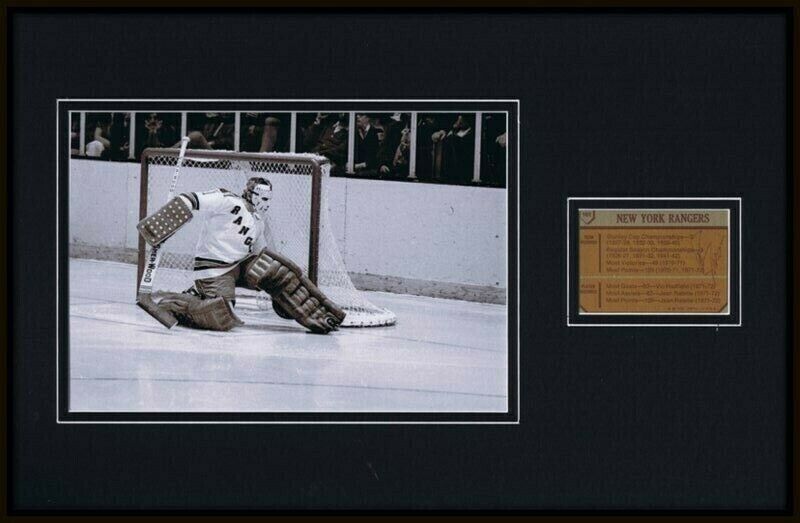 Ed Eddie Giacomin Signed Framed 11x17 Photo Display NY Rangers Red Wings