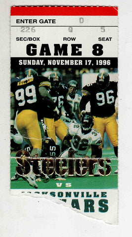 Nov 17 1996 Jacksonville @ Pittsburgh Steelers Ticket Jerome Bettis 53 Yds/1 TD