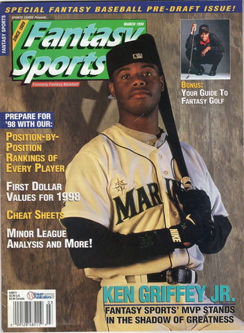 VINTAGE March 1998 Fantasy Sports Magazine Ken Griffey Jr Tiger Woods