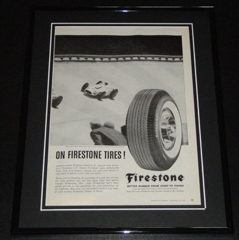 1958 Firestone Tires 11x14 Framed ORIGINAL Vintage Advertisement