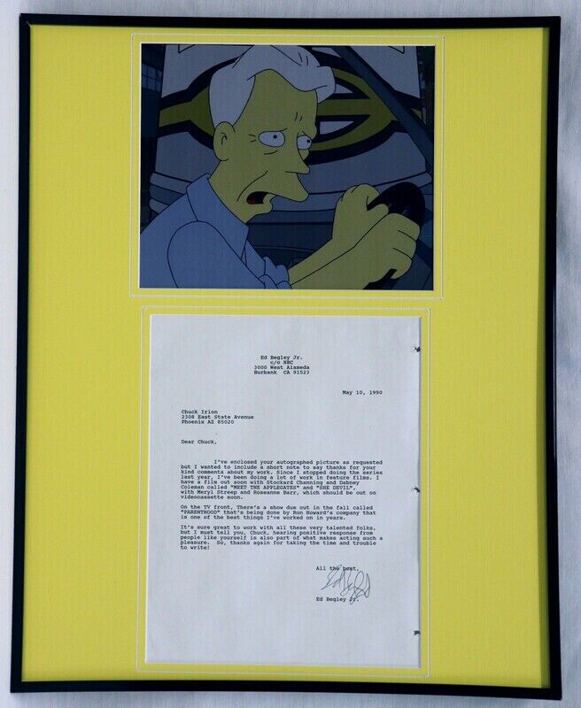 Ed Begley Jr Signed Framed 16x20 Typed 1990 Letter & Photo Display Simpsons