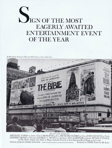 1966 The Bible ORIGINAL Vintage 9x12 Industry Ad Ava Gardner George C Scott  