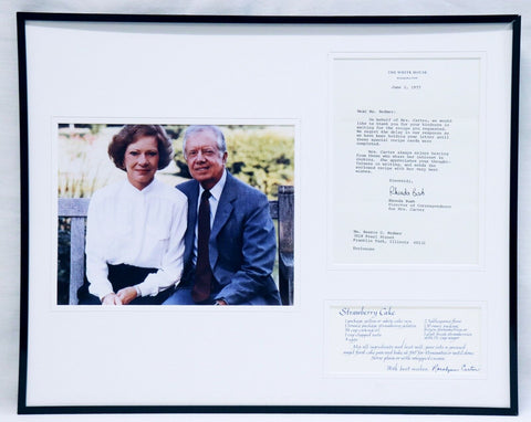 Rosalynn & Jimmy Carter Framed ORIGINAL 1977 Recipe, Letter & Photo Display