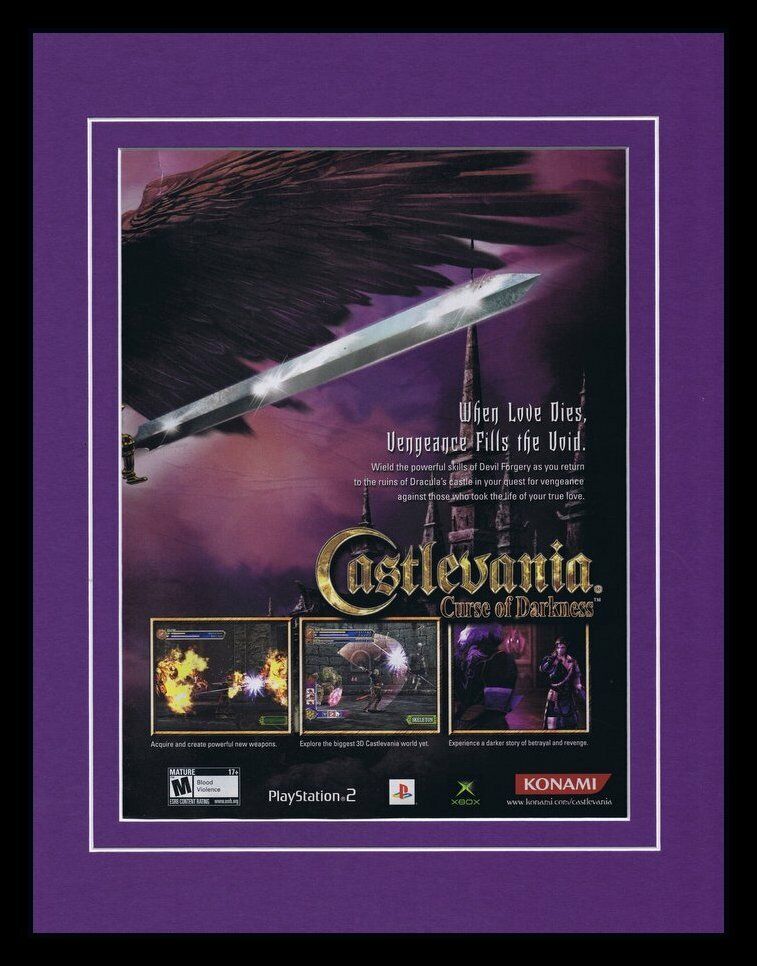 Castlevania Curse of Darkness 2005 PS2 11x14 Framed ORIGINAL Advertisement