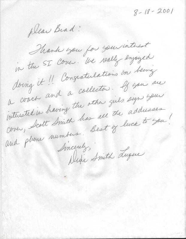 Dixie Smith Luque Signed 2001 Handwritten Letter Dallas Cowboy Cheerleader