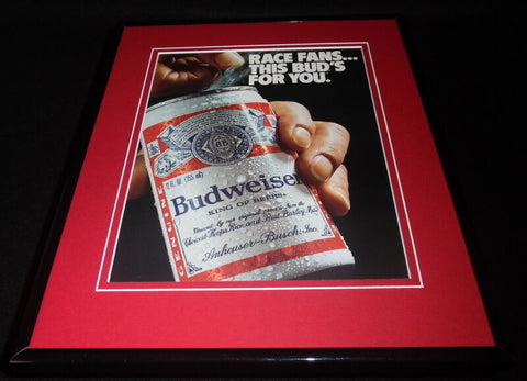 1987 Budweiser Beer / Racing Fans Framed 11x14 ORIGINAL Advertisement