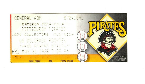 May 31 1996 Colorado Rockies @ Pittsburgh Pirates Ticket Andres Galarraga HR