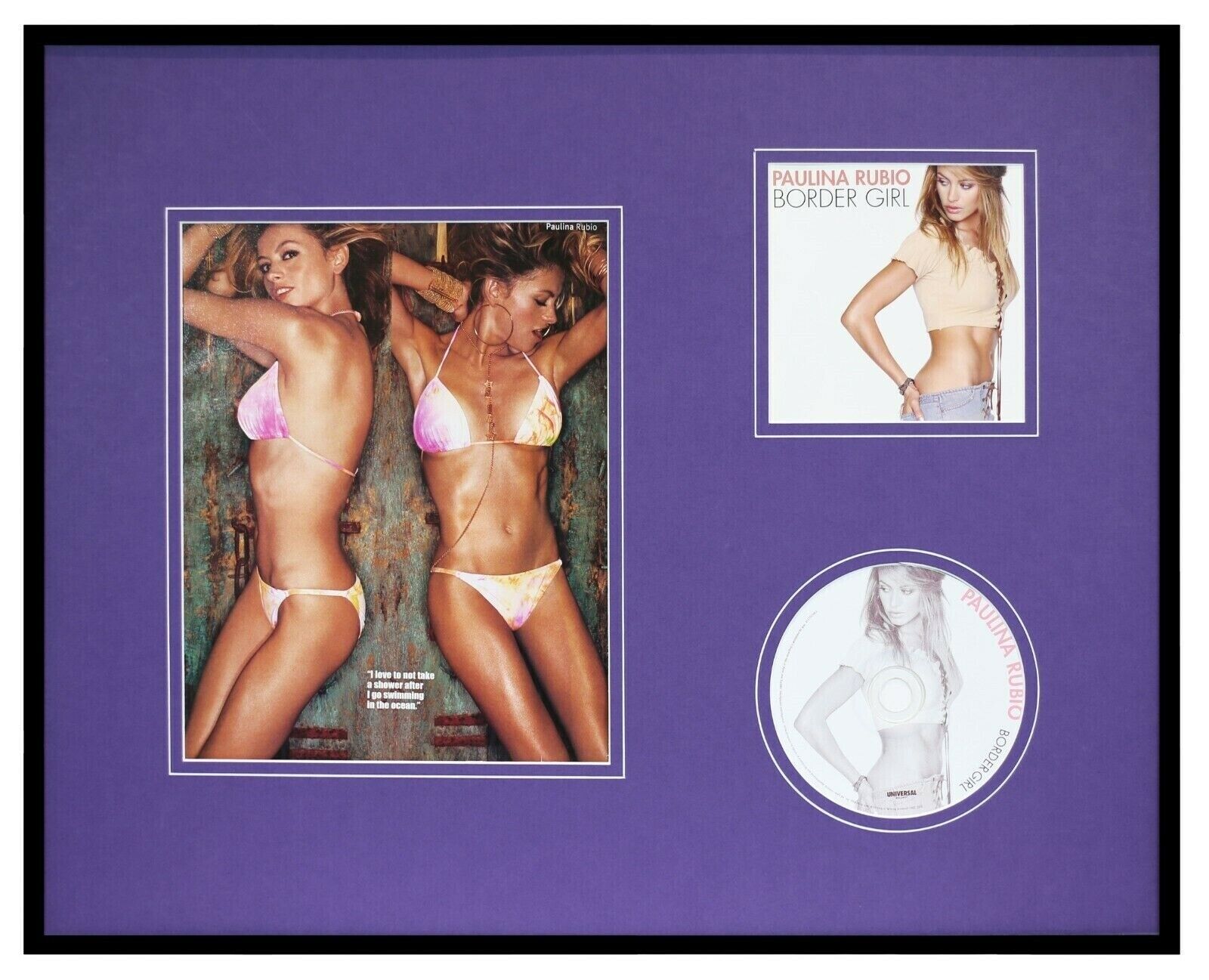 Paulina Rubio Framed 16x20 Border Girl CD & Bikini Photo Display