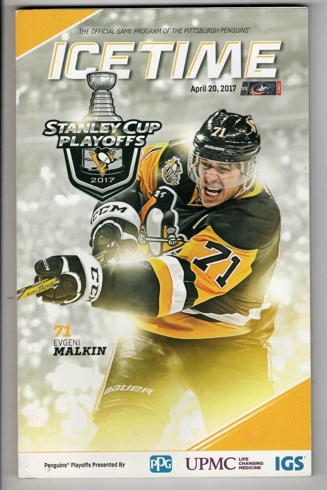 Apr 20 2017 Columbus @ Pittsburgh Penguins Program Evgeni Malkin