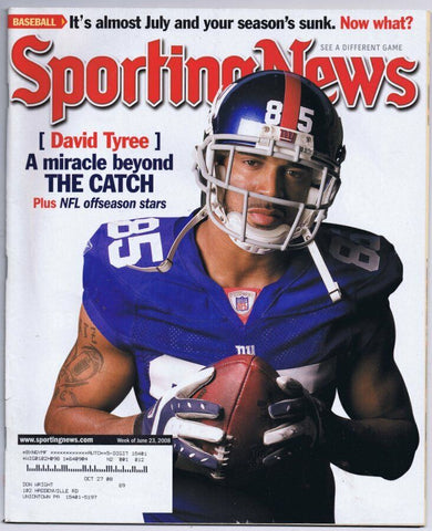 ORIGINAL Vintage June 23 2008 Sporting News Magazine David Tyree Giants