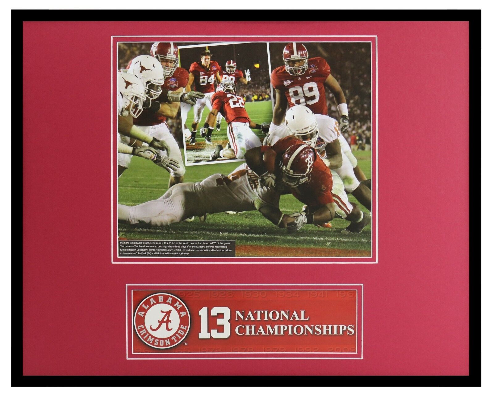 2009 Alabama National Champions Framed 16x20 Photo Display Mark Ingram