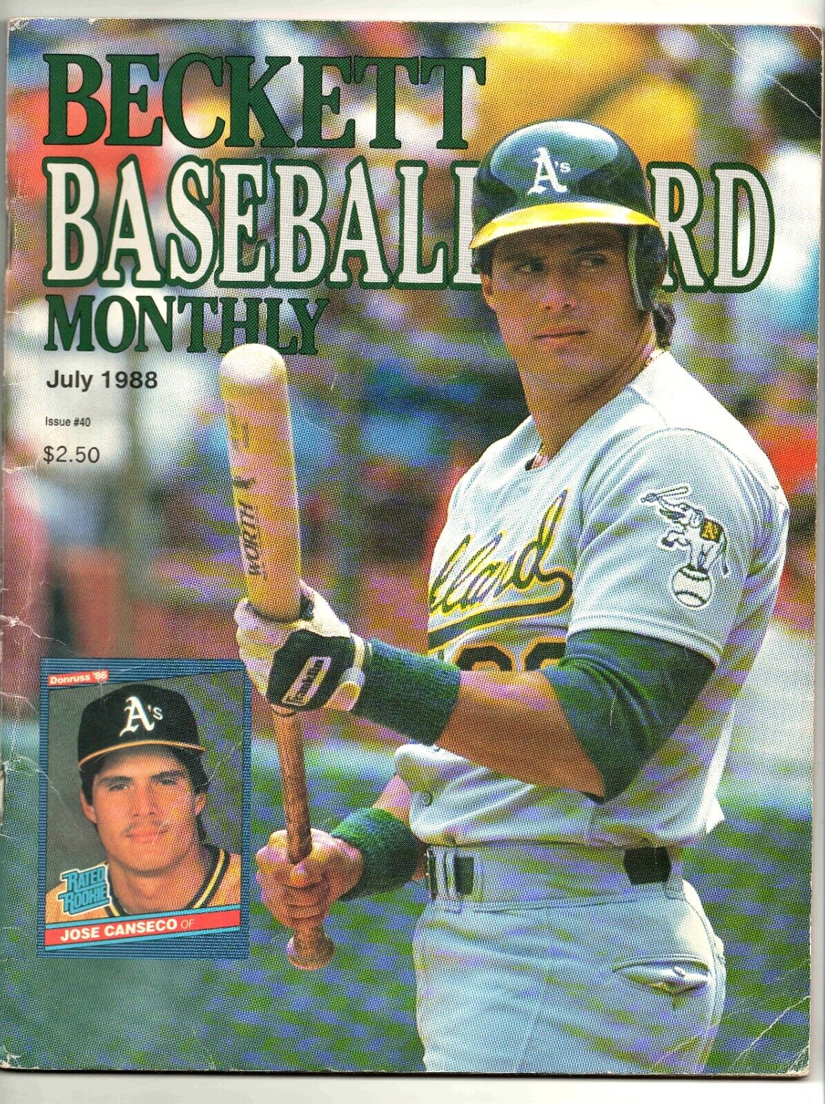 VINTAGE July 1988 Beckett Baseball Card Magazine #40 Jose Canseco A's