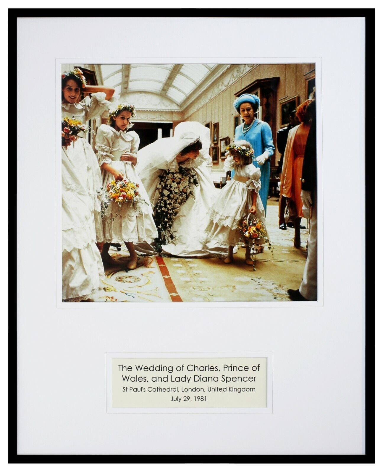 1981 Royal Wedding Princess Diana Prince Charles 16x20 Framed Photo Display 