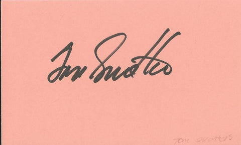 Tom Smothers Signed 3x5 Index Card Smothers Brothers