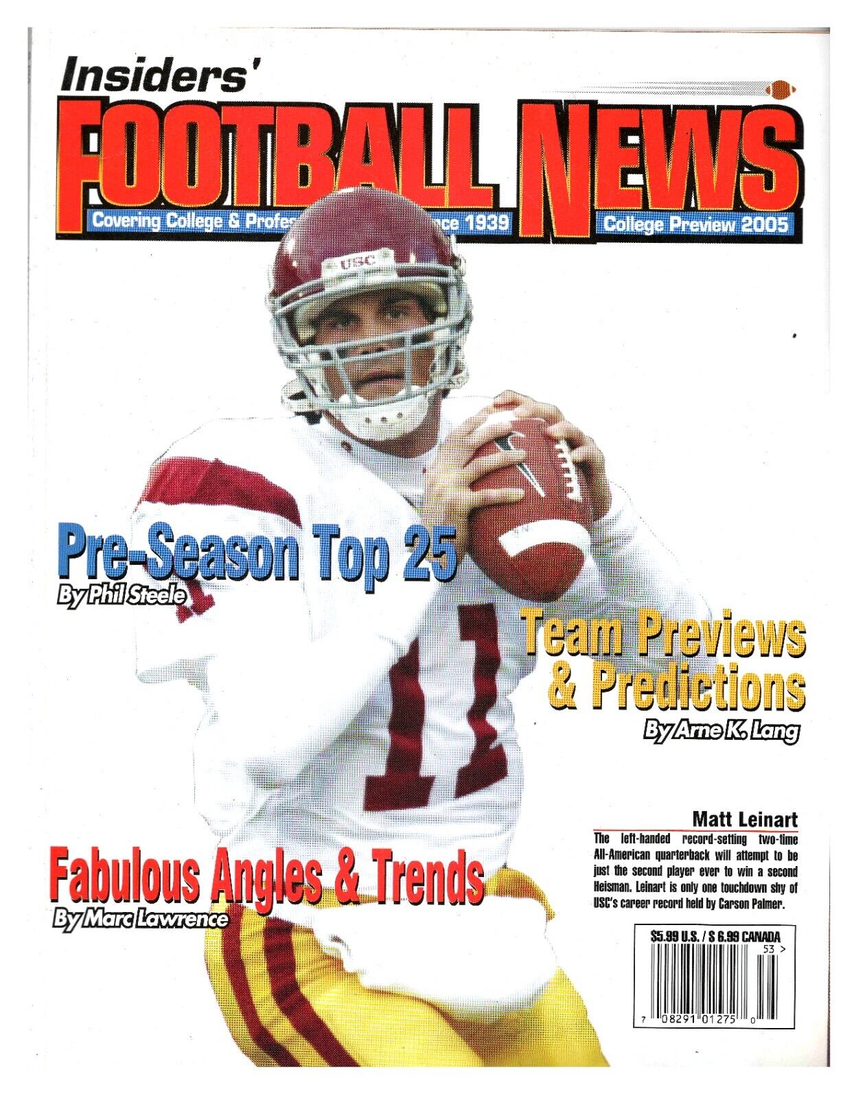 VINTAGE 2005 Insiders College Football News Preview Magazine Matt Leinart