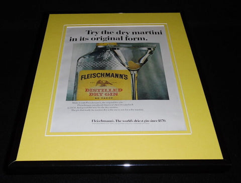 1968 Fleischmann's Gin Framed 11x14 ORIGINAL Vintage Advertisement 