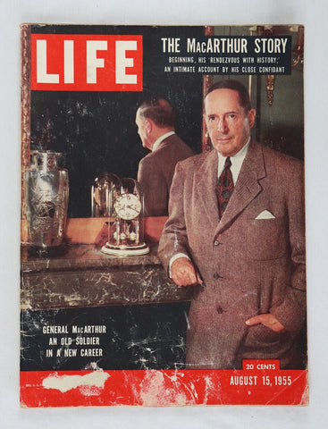 ORIGINAL Vintage Life Magazine Aug 15 1955 General Macarthur / Coca Cola Ad