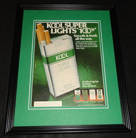 1979 Kool Super Lights Cigarettes Framed 11x14 ORIGINAL Vintage Advertisement