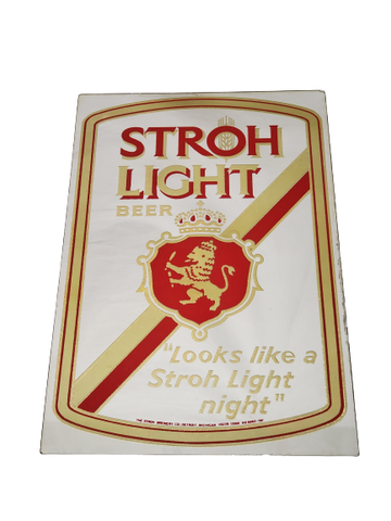 VINTAGE 12x19 Stroh's Beer Looks Like a Stroh Light Night Mirror Bar Sign