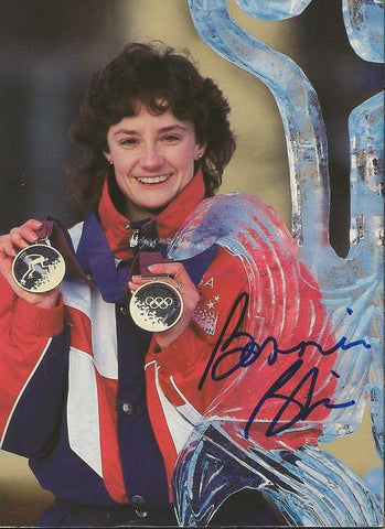 Bonnie Blair Signed 4x6 Photo w/ Gold Medals