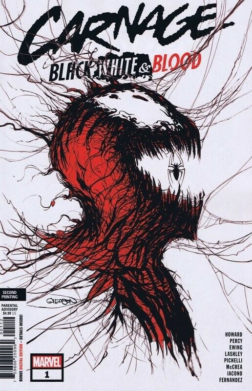 Carnage Black White & Blood #1 Cover K 2nd Print Patrick Gleason Webhead Marvel