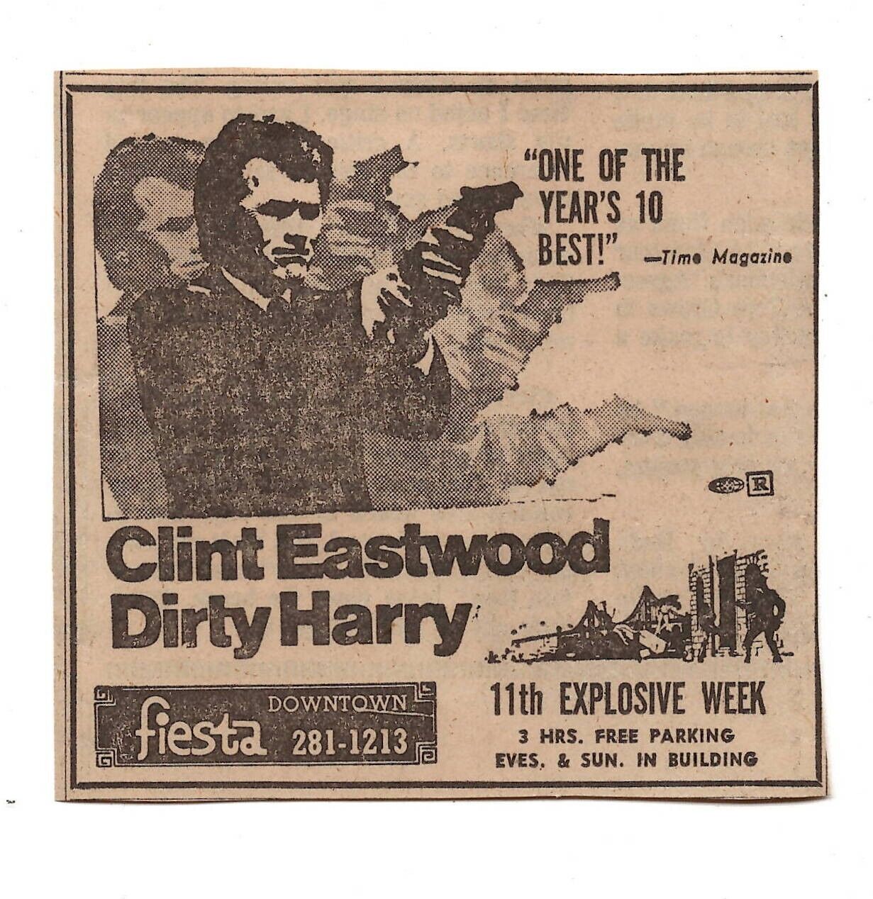 VINTAGE 1972 Dirty Harry Clint Eastwood Newspaper Advertisement