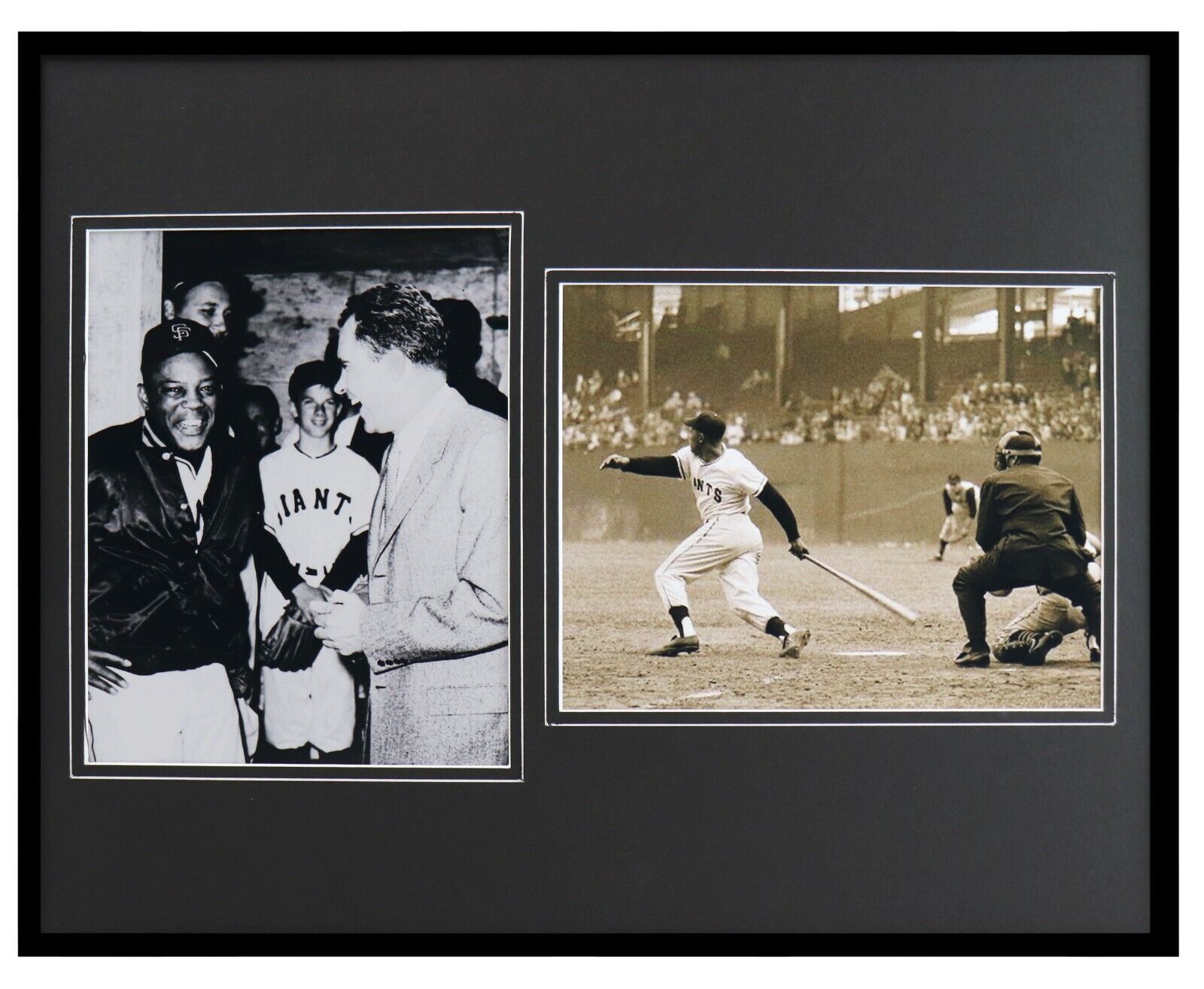 Willie Mays Framed 16x20 Photo Display w/ Richard Nixon Giants