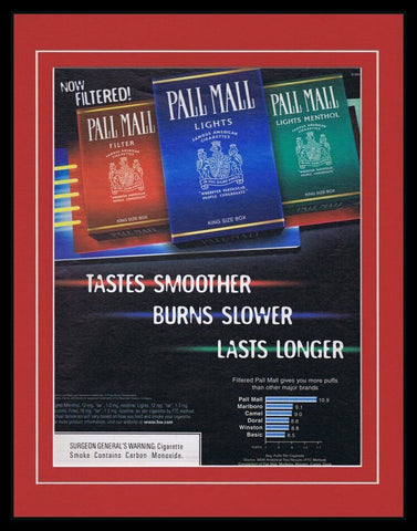 2002 Pall Mall Cigarettes Framed 11x14 ORIGINAL Vintage Advertisement 